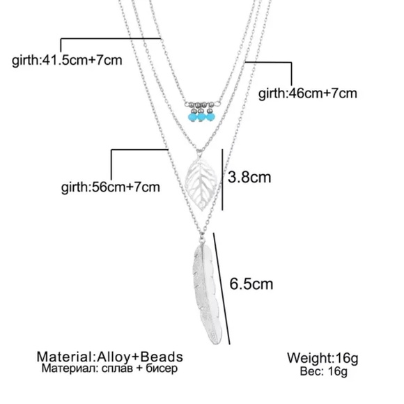 Silver Feather Boho Layered Strand Necklace - Picture 3 of 8